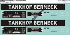 "Nass-Schiebebilder: Güterwagen-Komplettbeschriftung 180 hl Kesselwagen Tankhof Berneck, Altensteig/Schwarzwald - DB Epoche 3. Artikel-Nummer: 7543"
