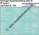 Nass-Schiebebilder: Güterwagen-Komplettbeschriftung Gklm 191 - DB Epoche 4. Artikel-Nummer: 7550