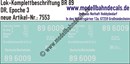 "Nass-Schiebebilder: Lok-Komplettbeschriftung BR 89, DR, Epoche 3. Artikel-Nummer: 7553"