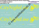 "Nass-Schiebebilder: Personenwagen-Komplettbeschriftung CityNightLine (CNL), Dmd, Epoche 4. Artikel-Nummer: 7581"