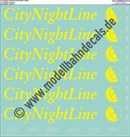 "Nass-Schiebebilder: Personenwagen-Komplettbeschriftung CityNightLine (CNL), WLBm (3 Wagen), Epoche 4. Artikel-Nummer: 7583"