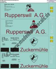 Nass-Schiebebilder: Güterwagen-Komplettbeschriftung Tbis, Zuckermühle Rupperswil, SBB, Epoche 4. Artikel-Nummer: 7588