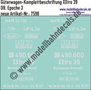 Nass-Schiebebilder: Güterwagen-Komplettbeschriftung XXtro 39 - DB Epoche 3. Artikel-Nummer: 7598