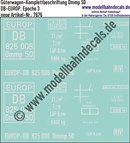 "Nass-Schiebebilder: Güterwagen-Komplettbeschriftung Ommp 50, DB-EUROP, Epoche 3. Artikel-Nummer: 7676"
