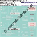 "Nass-Schiebebilder: Güterwagen-Komplettbeschriftung Kesselwagen 267 hl Oelwerke Julius Schindler Hamburg, DB, Epoche 3. Artikel-Nummer: 7708"