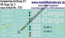 "Nass-Schiebebilder: Lok-Komplettbeschriftung 211, DB-Cargo, Epoche 5. Artikel-Nummer: 7721"