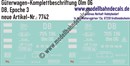 "Nass-Schiebebilder: Güterwagen-Komplettbeschriftung Olm 06, DB, Epoche 3. Artikel-Nummer: 7742"