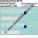 "Nass-Schiebebilder: Lok-Komplettbeschriftung für BR 294, Railion (DB), Epoche 5. Artikel-Nummer: 7798"