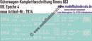 "Nass-Schiebebilder: Güterwagen-Komplettbeschriftung Rmms 663, DB, Epoche 4. Artikel-Nummer: 7814"