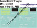 "Nass-Schiebebilder: Güterwagen-Komplettbeschriftung Tds, SNCF, Epoche 4. Artikel-Nummer: 7823"
