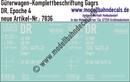 "Nass-Schiebebilder: Güterwagen-Komplettbeschriftung Gagrs, DR, Epoche 4. Artikel-Nummer: 7836"