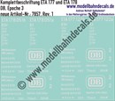 "Nass-Schiebebilder: Triebwagen-Komplettbeschriftung ET 177 und ETA 178, DB, Epoche 3. Artikel-Nummer: 7857"