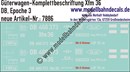 "Nass-Schiebebilder: Güterwagen-Komplettbeschriftung Xfm 36, DB, Epoche 3. Artikel-Nummer: 7886"