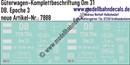 "Nass-Schiebebilder: Güterwagen-Komplettbeschriftung Om 31, DB, Epoche 3. Artikel-Nummer: 7888"