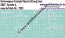 "Nass-Schiebebilder: Güterwagen-Komplettbeschriftung Eaos, SNCF, Epoche 4. Artikel-Nummer: 7901"