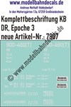 "Nass-Schiebebilder: Personenwagen-Komplettbeschriftung KB, DR, Epoche 3. Artikel-Nummer: 7907"