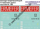 "Nass-Schiebebilder: Güterwagen-Komplettbeschriftung Mv (Kesselwagen), FS-Italia/Ermefer, Epoche 3. Artikel-Nummer: 7908"