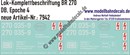 "Nass-Schiebebilder: Lok-Komplettbeschriftung BR 270, DB, Epoche 4. Artikel-Nummer: 7942"