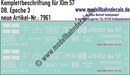 "Nass-Schiebebilder: Güterwagen-Komplettbeschriftung Xlm 57, DB, Epoche 3. Artikel-Nummer: 7961"