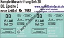 "Nass-Schiebebilder: Güterwagen-Komplettbeschriftung Geh 20, DB, Epoche 3. Artikel-Nummer: 7968"