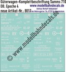 "Nass-Schiebebilder: Güterwagen Komplettbeschriftung Samms 710, DB, Epoche 4. Artikel-Nummer: 8017"