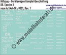 "Nass-Schiebebilder: Hilfszug Gerätewagen Komplettbeschriftung, DB, Epoche 3. Artikel-Nummer: 8031"