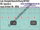 "Nass-Schiebebilder: Lok Komplettbeschriftung BR 053, DB, Epoche 4. Artikel-Nummer: 8054"