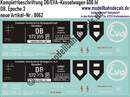 "Nass-Schiebebilder: Kesselwagen Komplettbeschriftungen DB/EVA 600 hl, DB, Epoche 3. Artikel-Nummer: 8062"
