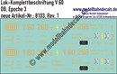 "Nass-Schiebebilder: Lok Komplettbeschriftung V 60, sandgelb, DB, Epoche 3. Artikel-Nummer: 8103"