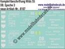 "Nass-Schiebebilder: Güterwagen-Komplettbeschriftung KKds 55, DB, Epoche 3. Artikel-Nummer: 8107"