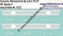 "Nass-Schiebebilder: Versuchs-Warnanstrich der Lok E 10 477, DB, Epoche 3. Artikel-Nummer: 8122"