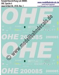 Nass-Schiebebilder: Komplettbeschriftung Diesellok 200 085, OHE, Epoche 4. Artikel-Nummer: 8135