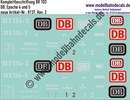 "Nass-Schiebebilder: Komplettbeschriftung BR 103, DB und DB-AG, Epoche 4-6 wahlweise nutzbar; inkl. Ausrüstungs-Schildern. Artikel-Nummer: 8137"