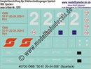 "Nass-Schiebebilder: Komplettbeschriftungssatz für Bpz Städteschnellzugwagen Sparlack der ÖBB, Epoche 4. Artikel-Nummer: 8201"