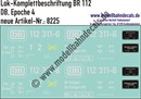 "Nass-Schiebebilder: Lok-Komplettbeschriftung BR 112, DB, Epoche 4. Artikel-Nummer: 8225"