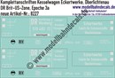 "Nass-Schiebebilder: Güterwagen-Komplettbeschriftung Kesselwagen der Eckertwerke, Oberlichtenau, DR Brit-US-Zone, Epoche 3a. Artikel-Nummer: 8227"