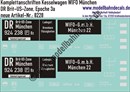 "Nass-Schiebebilder: Güterwagen-Komplettbeschriftung Kesselwagen der WIFO GmbH München, DR Brit-US-Zone, Epoche 3a. Artikel-Nummer: 8228"