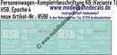 Nass-Schiebebilder: Harzer Schmalspurbahn (HSB): Personenwagen-Komplettbeschriftung KB (Variante 1). Artikel-Nummer: 8590