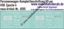 Nass-Schiebebilder: Harzer Schmalspurbahn (HSB): Personenwagen-Komplettbeschriftung KD aai. Artikel-Nummer: 8595