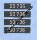 "Nass-Schiebebilder: Sonderangebot Spur H0: Loknummern 50 736, DIN-Normschrift, Silber auf Schwarz Artikel-Nummer: 8765"