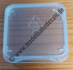 Mini-Behälter für Schlussscheiben zum Aufkleben auf die Karten für FREMO-Treffen, Format 37x37 mm, Art. 9411